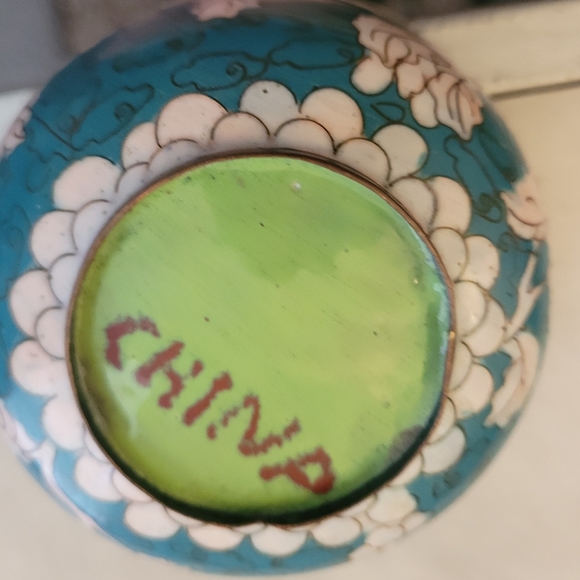 Vintage Aqua Cloisonne Ornate Hand Crafted Bowl - Picture 3 of 3